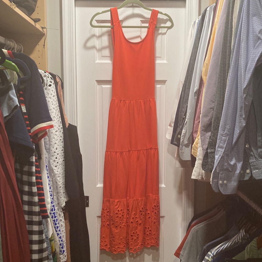 J. Crew cross back orange and green dress- 2 for 1
